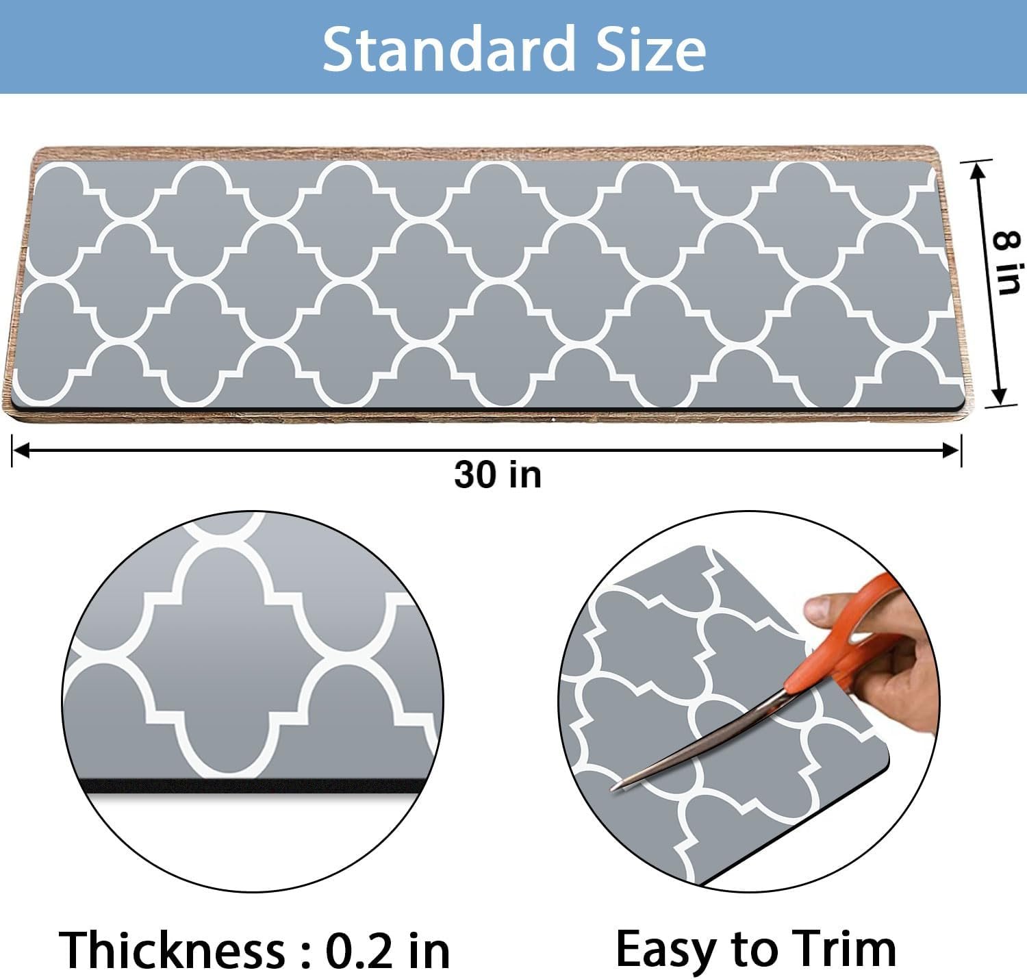 Rubber Carpet for Stairs, 15 Pack Non Slip Stair Treads Indoor for Wooden Steps, 30x8 Inch Reusable Staircase Runner Safety Step Carpet Treads for Wood Stairs, Lantern Grey - Image 2