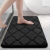 Memory Foam Bath Mat Rug 24x16, Soft and Absorbent Bathroom Rugs, Non-Slip, Comfortable, Machine Washable Bath Carpet for Bathroom Floor, Tub, Shower and Home Decor Accessories, Black