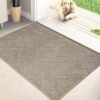 Bathroom Rugs Mat 24" x 35.5", Non-Slip Machine Washable Entry Rug, Shoe Scraper, Dog Floor mats, Super Absorbent Welcome Mat for Front & Back Door, Muddy Wet Shoes & Paws, Taupe