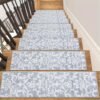 Carpet Stair Treads Non Slip Backing, 15 Pack 8" X 30" Stair Treads for Wooden Steps Indoor, Soft Washable Stairway Stair Runners Oriental Staircase Rugs for Kids Pets Elders(15pc, Grey)