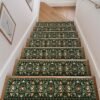 Floral Stair Treads Non-Slip Stair Runner for Wooden Steps Indoor 15PCS 30"x8" Carpet Stair Treads Stair Mats Staircase Step Treads for Kids, Elders and Dogs, Stair Covers, Black