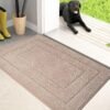 Bathroom Rugs Mat 20" x 31.5", Non-Slip/Skid Machine Washable Entryway Rug, Dog Floor mats, Super Absorbent Welcome Mat for Muddy Wet Shoes and Paws, Beige