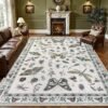 9x12 Area Rugs Living Room Rug: Vintage Washable Rug Floral Soft Carpet Indoor Floor Non-Slip Boho Stain Resistant Large Carpets for Bedroom Kids Nursery Dining Room Farmhouse Home Office Beige